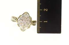 10K Yellow Gold Scalloped Baguette Diamond Cluster Statement Ring