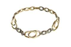 Gold Filled Retro Oval Squared Link Statement Chain Bracelet