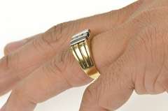 14K Yellow Gold Baguette Sapphire Black Onyx Squared Men's Ring