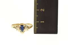 14K Yellow Gold Pear Natural Sapphire Diamond Engagement Ring