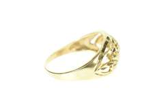 10K Yellow Gold Ornate Textured Leaf Graduated Vine Band Ring