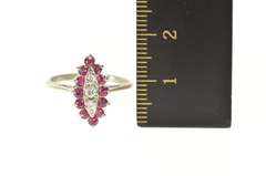 14K Yellow Gold 1960's Retro Diamond Ruby Halo Engagement Ring