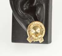 14K Yellow Gold Diamond Retro Pattern Textured Wreath Clip Earrings