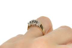 10K Yellow Gold Sapphire Cubic Zirconia Halo Engagement Ring