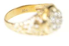 10K Yellow Gold Round Retro Scroll Filigree Diamond Cluster Ring
