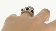 18K White Gold 9.75 Ctw Oval Sapphire Diamond Pave Ornate Ring