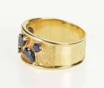 14K Yellow Gold 2.05 Ctw Pear Sapphire Diamond Ornate Band Ring