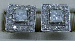 0.70CTW Square Diamond Earrings with Halo