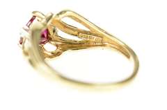 10K Yellow Gold Heart Syn. Ruby Diamond Accent Bypass Ring