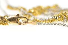 14K White Gold 1.5mm Curb Link Two Tone Fringe Chain Necklace