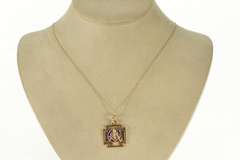 10K Yellow Gold Masonic G Compass Square Enamel Charm/Pendant