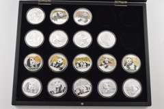 2008-2018 China 10 Yuan Panda 1 Oz .999 Fine Silver 17 Coin Set - Box