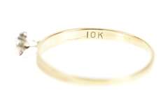 10K Yellow Gold Round Retro Diamond Solitaire Promise Ring