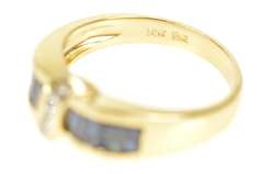 14K Yellow Gold Baguette Sapphire Diamond Statement Band Ring