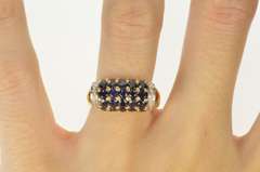 14K Yellow Gold Rounded Sapphire Encrusted Diamond Accent Ring