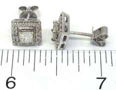 0.70CTW Square Diamond Earrings with Halo
