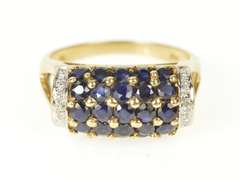 14K Yellow Gold Rounded Sapphire Encrusted Diamond Accent Ring
