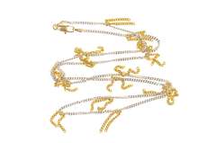 14K White Gold 1.5mm Curb Link Two Tone Fringe Chain Necklace