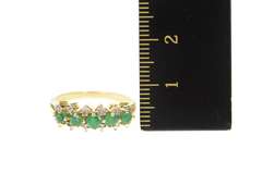 14K Yellow Gold Emerald Diamond Checkered Wedding Band Ring