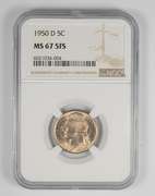 MS67 5FS 1950-D Jefferson Nickel - Graded NGC
