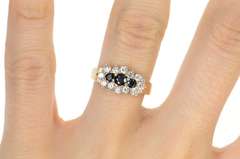 10K Yellow Gold Sapphire Cubic Zirconia Halo Engagement Ring