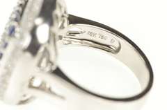 18K White Gold 2.18 Ctw Squared Sapphire Diamond Statement Ring