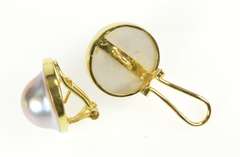 14K Yellow Gold 18.0mm Mabe Pearl Bezel French Clip Back Earrings