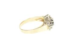 10K Yellow Gold Sapphire Cubic Zirconia Halo Engagement Ring