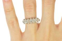 14K White Gold 1.20 Ctw Diamond Encrusted Statement Band Ring