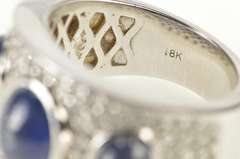 18K White Gold 9.75 Ctw Oval Sapphire Diamond Pave Ornate Ring