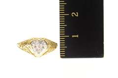 10K Yellow Gold Diamond Inset Heart Love Symbol Retro Ring