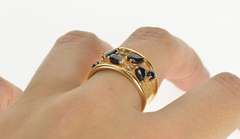 14K Yellow Gold 2.05 Ctw Pear Sapphire Diamond Ornate Band Ring