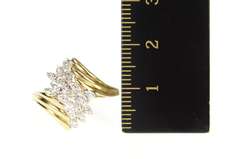 10K Yellow Gold Diamond Accent Petal Cluster Bypass Ring