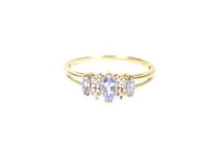 10K Yellow Gold Marquise Tanzanite Diamond Accent Statement Ring