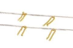 14K White Gold 1.5mm Curb Link Two Tone Fringe Chain Necklace
