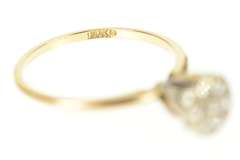 10K Yellow Gold Retro Diamond Halo Cluster Engagement Ring