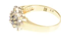 10K Yellow Gold Sapphire Cubic Zirconia Halo Engagement Ring