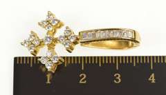 14K Yellow Gold 1.12 Ctw Diamond Cross Ornate Enhancer Pendant
