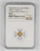 MS64 1865-Dated California Gold Token Liberty Wreath #5 9.4mm - NGC