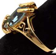 Massive Caged Blue Topaz Ring in 14KT Yellow Gold