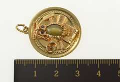 14K Yellow Gold Retro Owl Tiger's Eye Scholar Wisdom Charm/Pendant