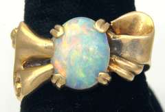 Unique Retro Bow Opal Ring
