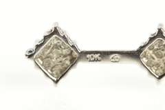 10K White Gold Diamond Tiered Square Cluster Bar Journey Pendant