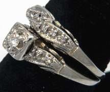 Unique Vintage Diamond Wedding Set