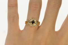 14K Yellow Gold Sapphire Diamond Halo Bypass Engagement Ring