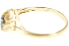 14K Yellow Gold Pear Natural Sapphire Diamond Engagement Ring