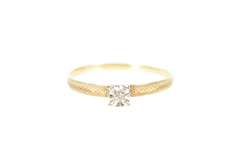10K Yellow Gold Round Retro Diamond Solitaire Promise Ring
