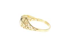 10K Yellow Gold Diamond Inset Heart Love Symbol Retro Ring