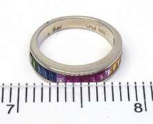 Rainbow Channel-Set Sapphire & Ruby Band