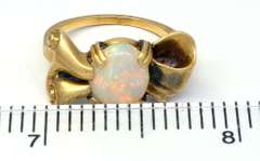 Unique Retro Bow Opal Ring